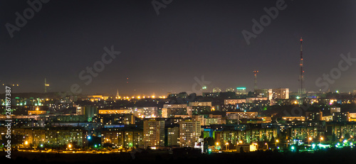 night city lights panorama  television tower and temple