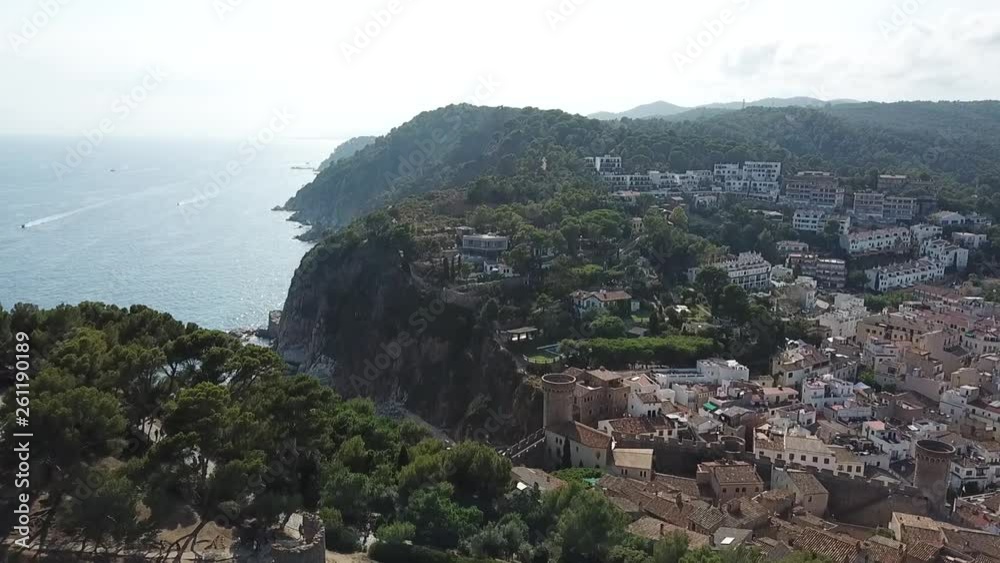 aerial image descending from Tossa de Mar