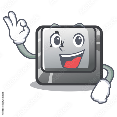 Okay button A in the cartoon shape