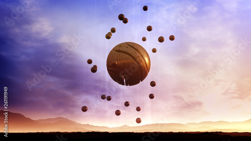 concept art of strange abstract spheres with soft focus background