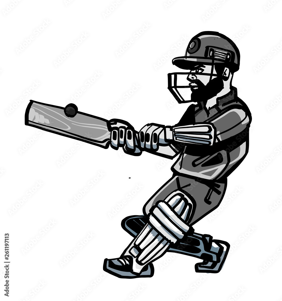 Set of equipment for cricket: bat, ball, wicket, doodle style, sketch  illustration, hand drawn, vector Stock Vector | Adobe Stock