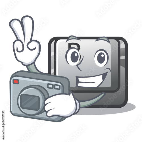 Photographer button B on a mascot keyboard