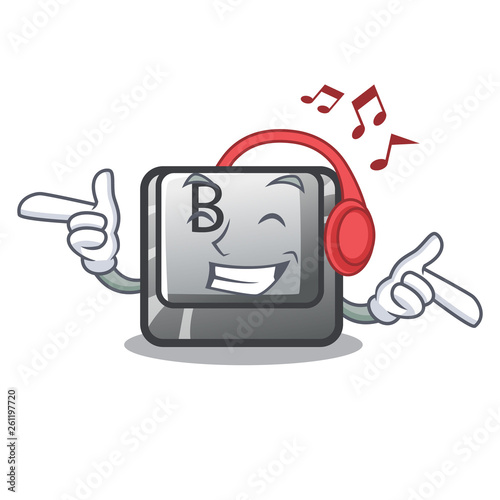 Listening music button B on a mascot keyboard