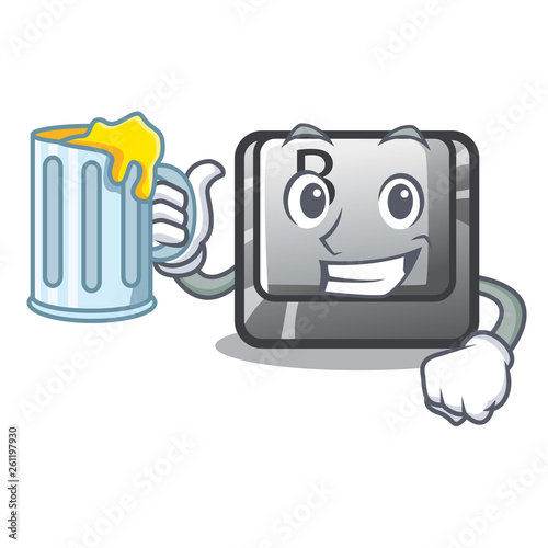 With juice button B on a mascot keyboard