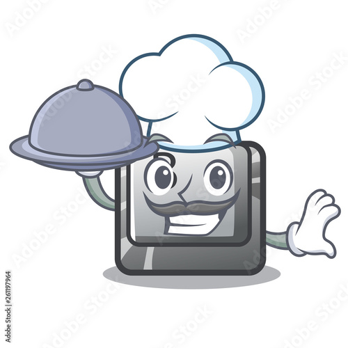 Chef with food button B on a mascot keyboard