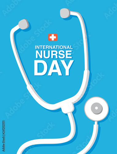 Nurse day holiday.Stethoscope medical icon.Health care.Flat vector.