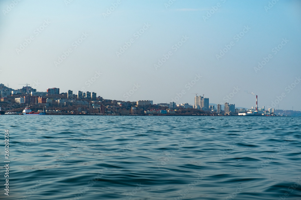Vladivostok city view from the sea