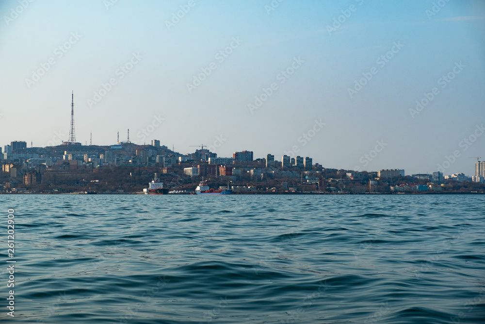 Vladivostok city view from the sea