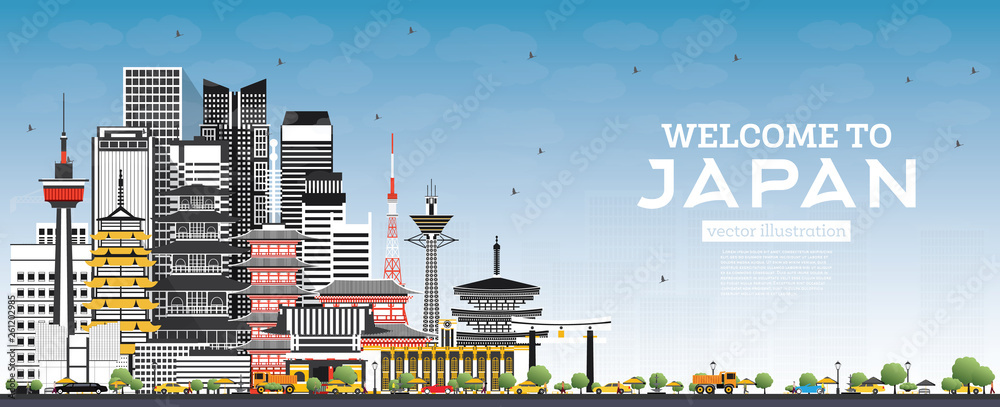 Welcome to Japan Skyline with Gray Buildings and Blue Sky.