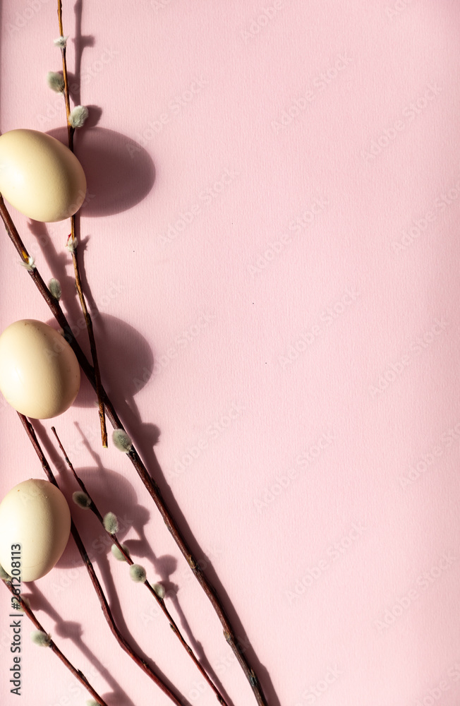Easter background with Easter eggs on pink Easter background with Easter eggs on pink