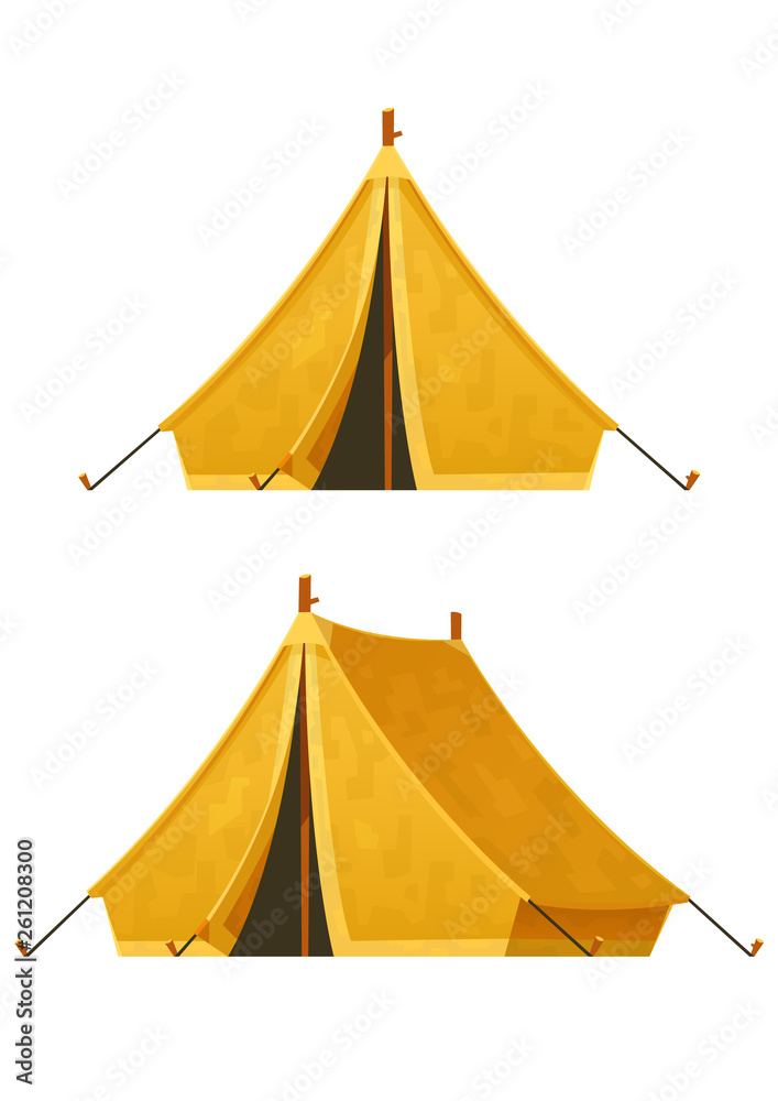 Travel tent camping vector illustration for nature tourism journey adventure