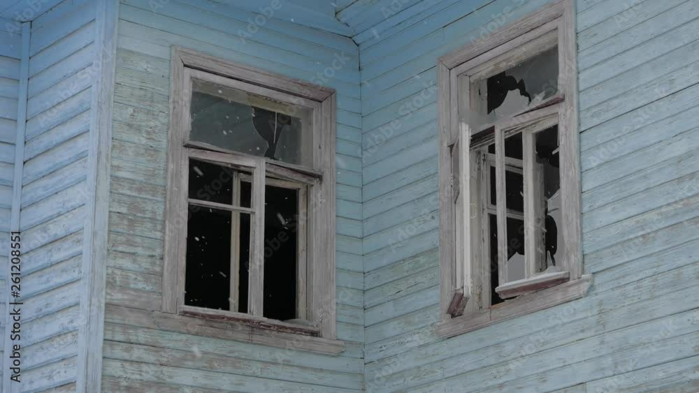 custom made wallpaper toronto digitalAbandoned house in Russia, close-up, facade details. Ruins in winter, it snows