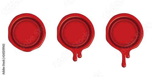 Sealing wax ,stamp illustration / dripping, melting (red) 