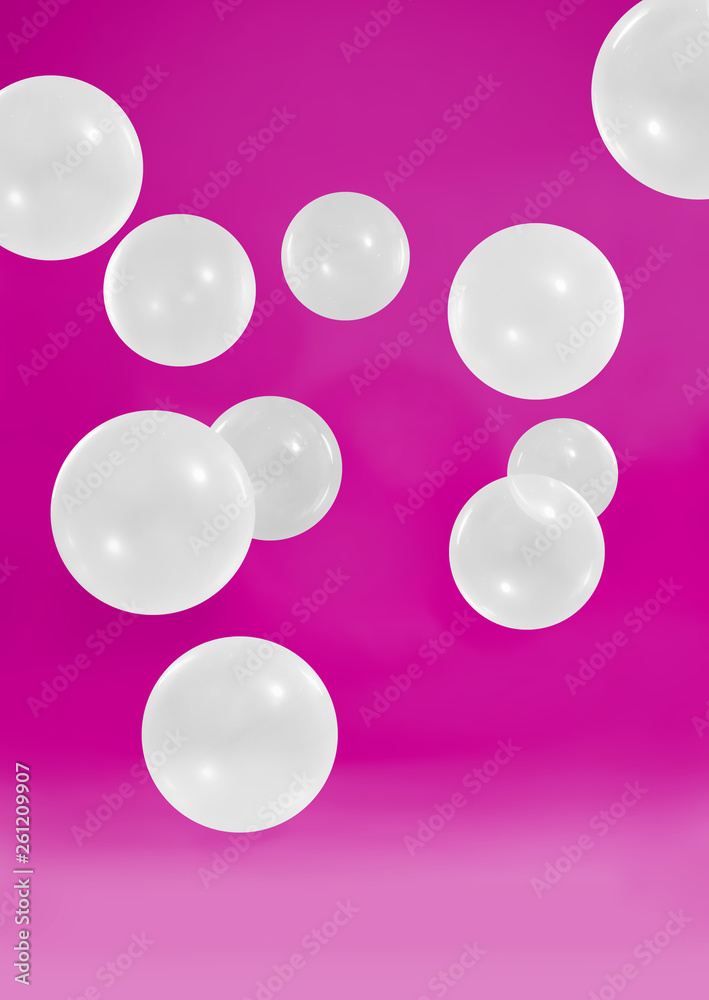 Beautiful white bubbles with pink background Beautiful white bubbles with pink background