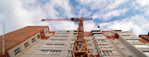 Obraz na płótnie Panoramic view of construction of new modern multi-apartment residential complexes w salonie