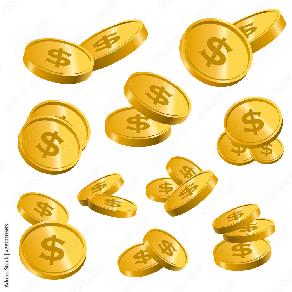 コインやメダルなどの硬貨のイラスト ポイントや富のイメージ白背景 Stock Vector Adobe Stock