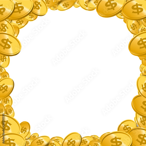 コインやメダルなどの硬貨のイラスト-ポイントや富のイメージ白背景