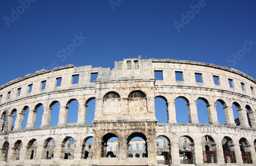 Roman amphitheater Pula. Arena ancient Roman times. Architecture Croatia.