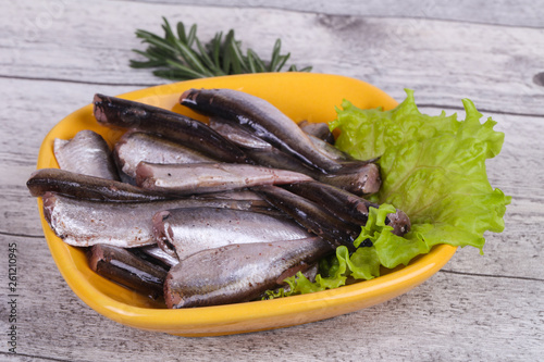 Anchovy fish snack in the bowl