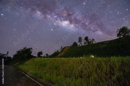 Amazing beautiful of night sky Milky Way Galaxy , Beautiful Milky Way galaxy at Borneo, Long exposure photograph, with grain.Image contain certain grain or noise and soft focus.