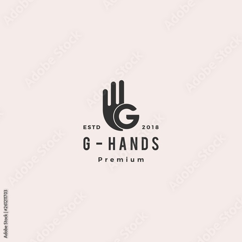 G letter hand gesture ok logo vector icon illustration