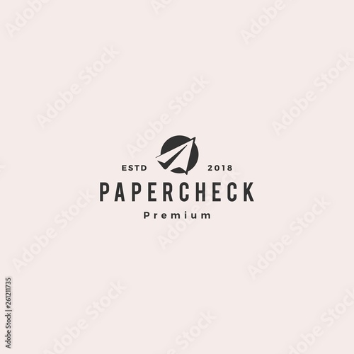 flight check paper plane logo vector icon illustration