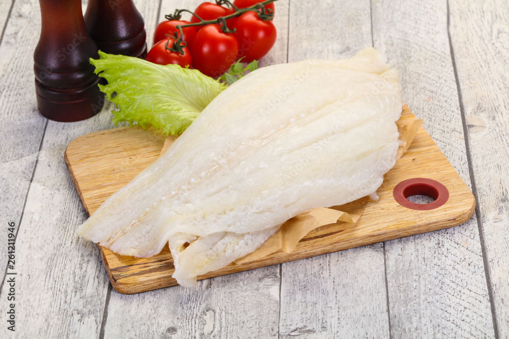 Raw halibut fillet Raw halibut fillet
