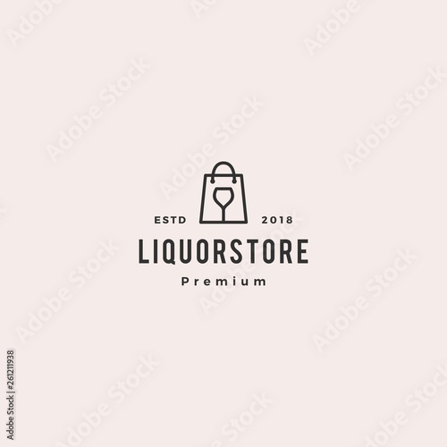 liquor store shop cafe beer wine logo vector icon illustration