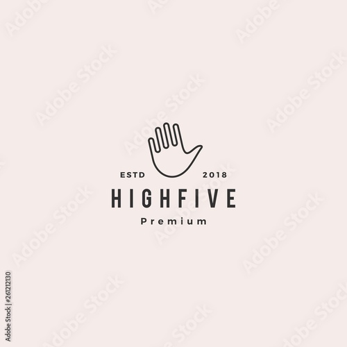 high 5 five hand gesture icon logo vector line outline monoline illustration