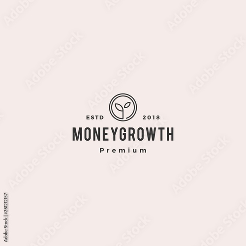 coin leaf sprout money grow growth investment logo vector icon illustration
