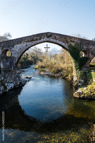 Old Roman stone bridge in Cangas de Onis