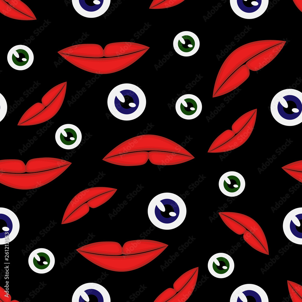 Seamless pattern with eyes and lips for your decoration.Vector Illustration Seamless pattern with eyes and lips for your decoration.Vector Illustration