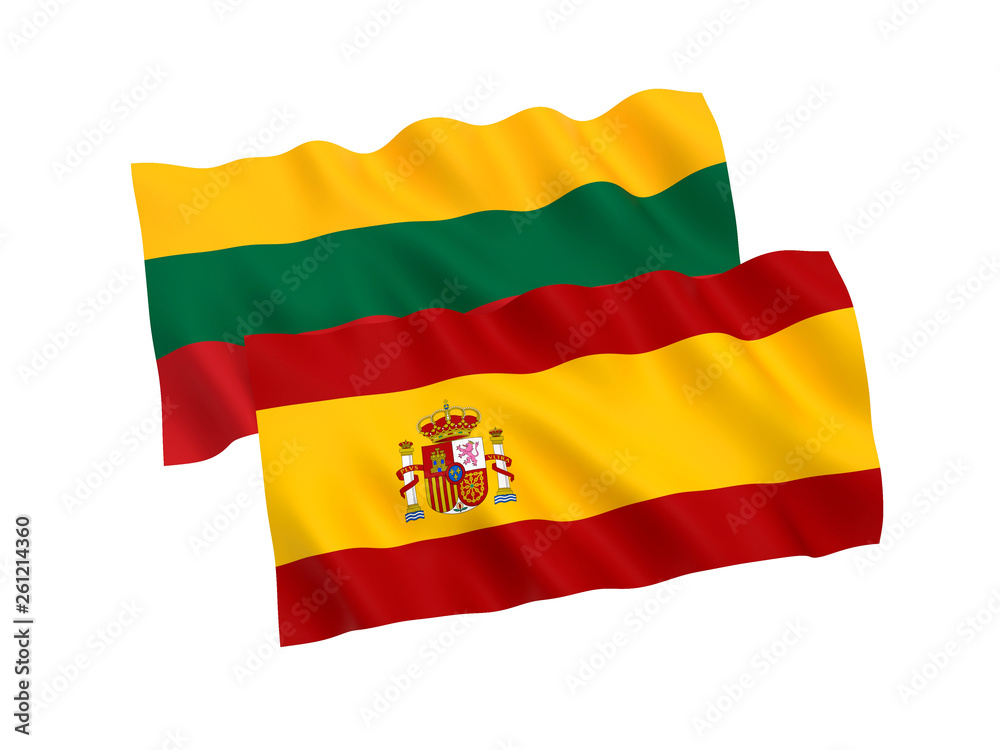 Flags of Spain and Lithuania on a white background Flags of Spain and Lithuania on a white background