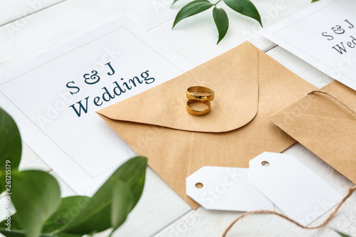 Wedding invitation on white...