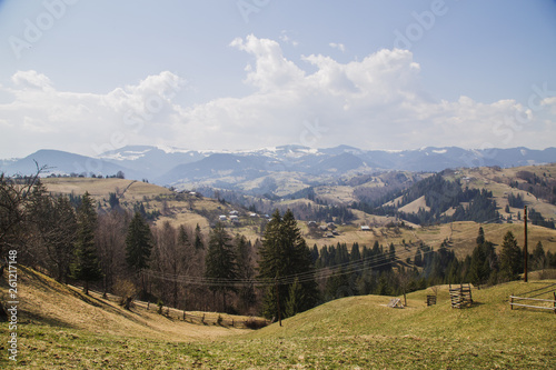 Beautiful landscape in forest Carpathian mountains