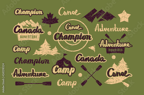 Set of lettering and element for t-shirt