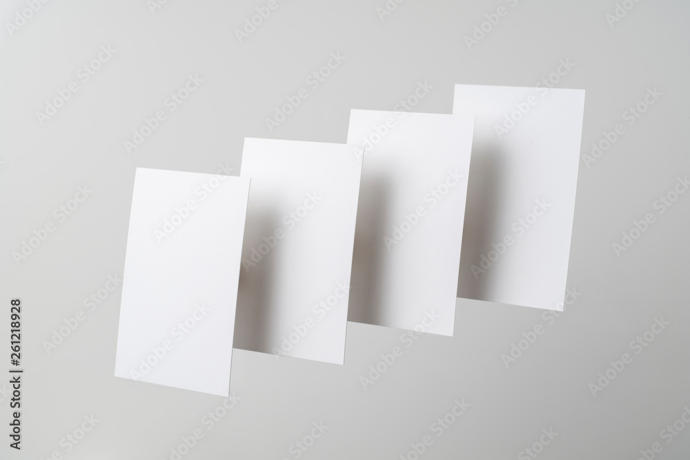 Naklejka premium front view of white business card on white