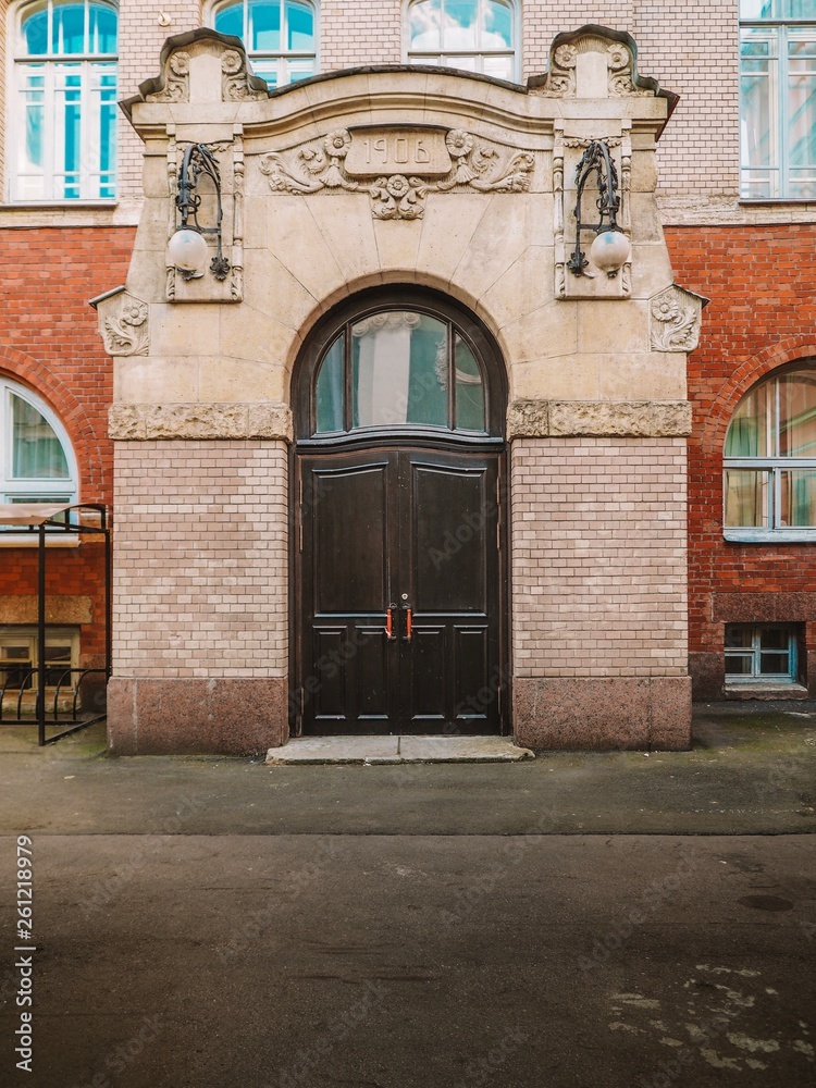 Beautiful old door in the historic building of St. Petersburg