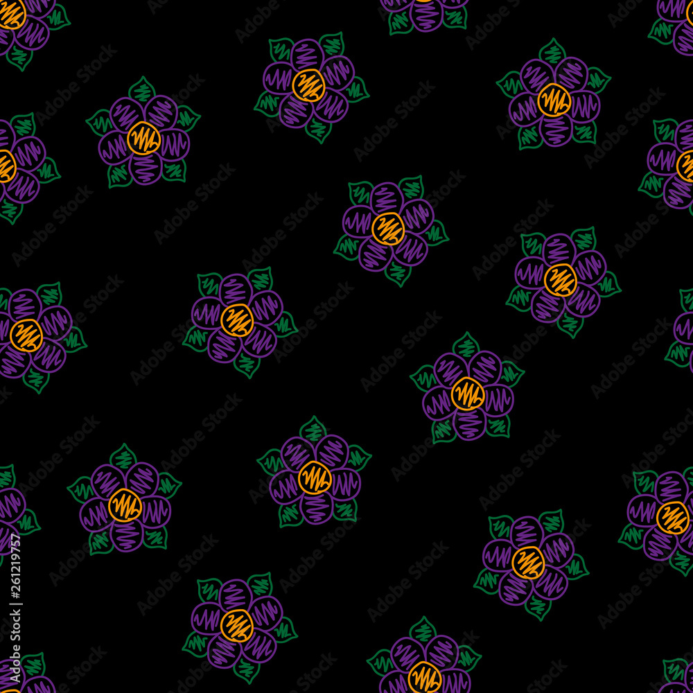 Hand drawn colorful flower decorative vector abstract seamless eps 10