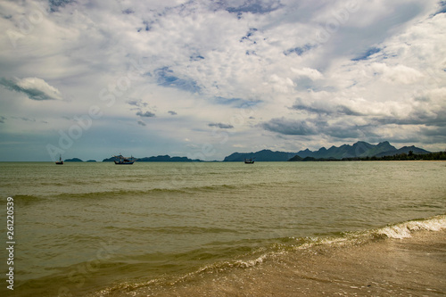 Rocks mountain in the middle of the sea 