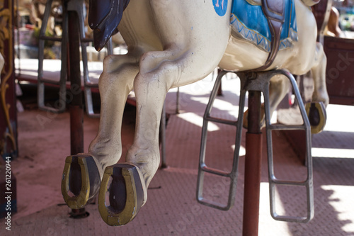merry-go-round wooden horses. ride a carousel