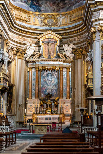 Colorful altar of italian catholic church