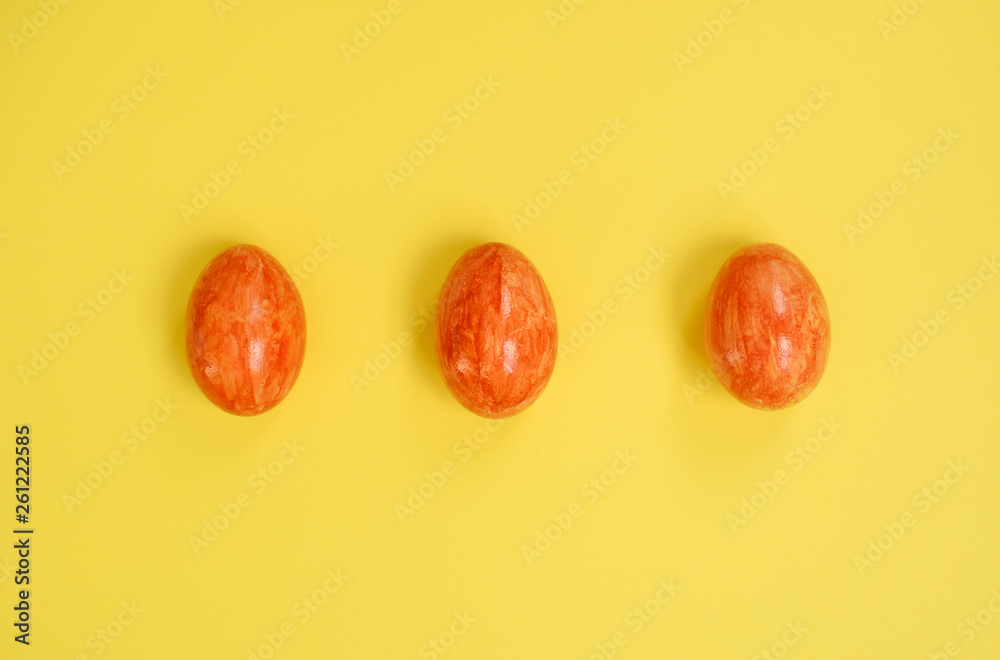 Easter eggs on yellow background. Easter eggs on yellow background.