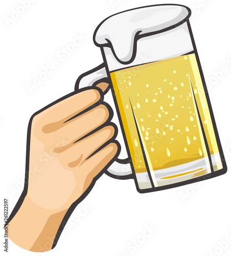 ビールジョッキを持つ手