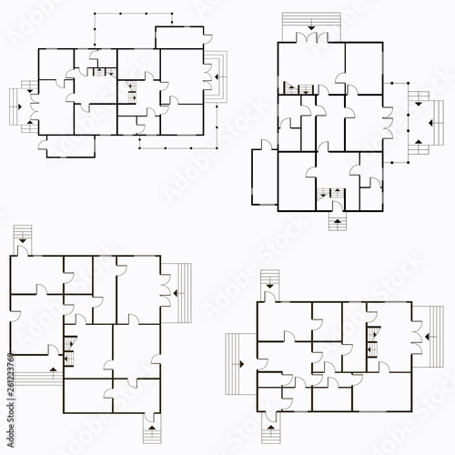 Architectural blueprint in top view background. Vector technical project background illustration