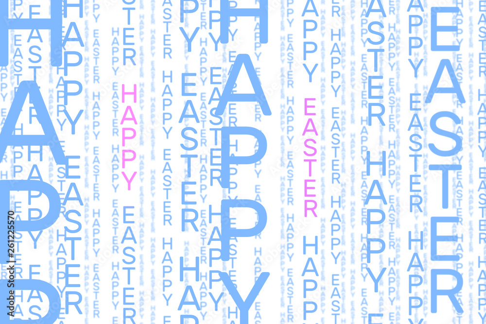Happy Easter vertical word pattern in light blue and pink on white background Happy Easter vertical word pattern in light blue and pink on white background
