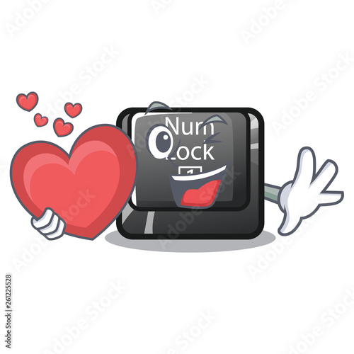 With heart num lock installed on cartoon computer