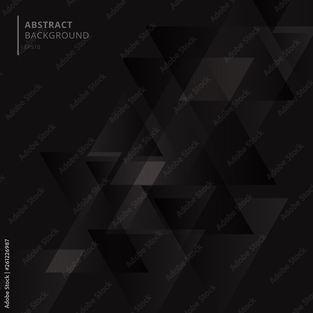 Fototapeta premium Abstract technology black geometric triangles shape overlapping background.