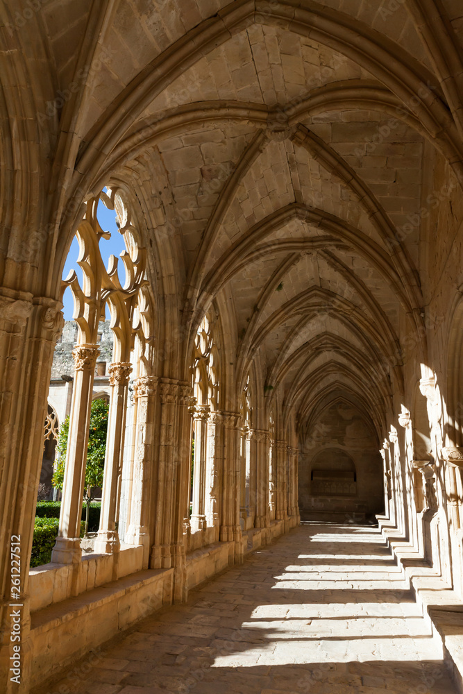 Arched gallery of cloister of Monastery of Santa Maria de Santes Creus