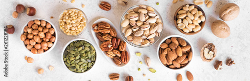 Various Nuts in bowls